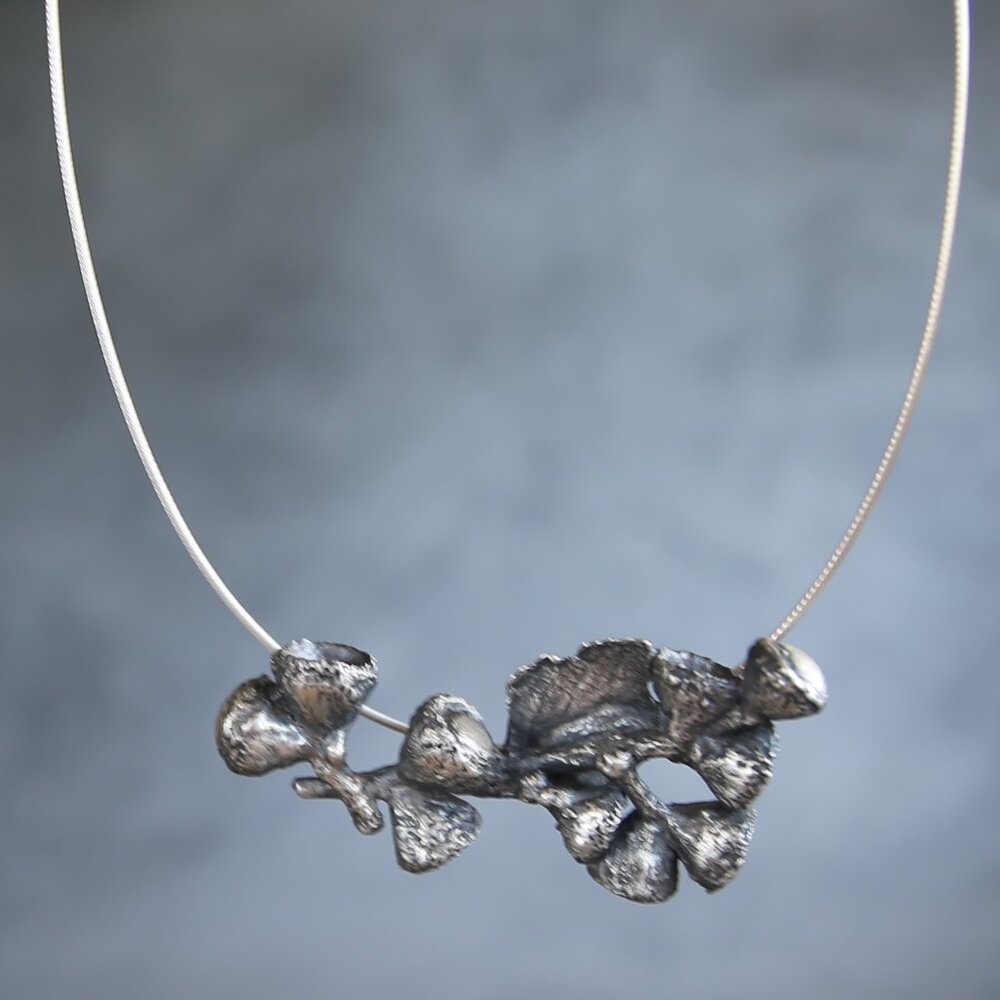 Adorn: Handmade by Monene Acorn Fine Silver .999 and Sterling Cable Necklace